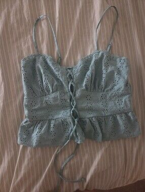 Target Sage Green Eyelet Lace-Up Camisole